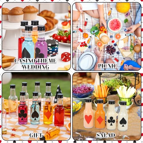 Romooa 60 Pcs Casino Mini Liquor Bottles Set 1.7oz Plastic Las Vegas Shot Bottles with Caps, 10 Funnels, 60 Poker Tags, DIY Party Spirit Supplies Poker Game Night Decorations Empty for Wedding Favor by Romooa - Used condition - Image 7