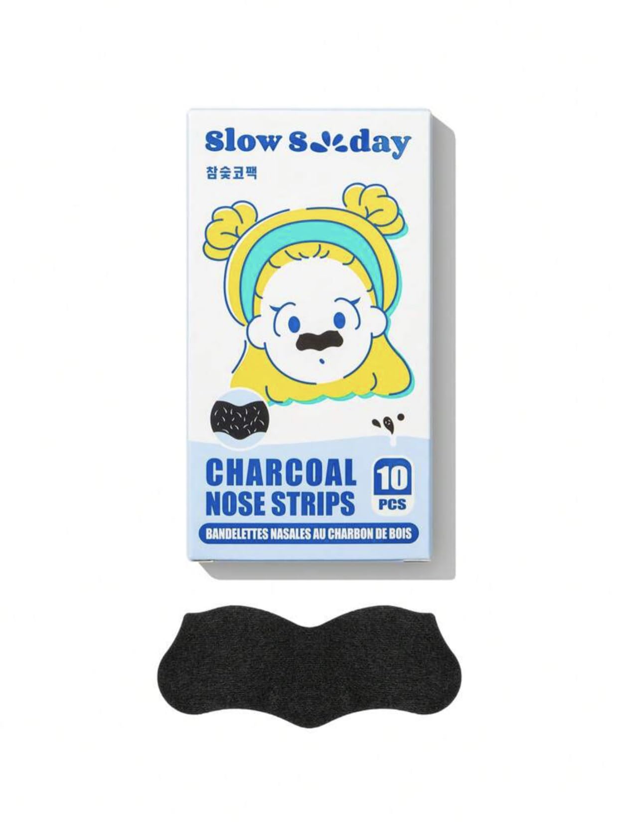 Slow Sunday - Blackhead Remover Nose Strips, Deep Cleanse and Refresh Your Skin, For Blackhead Removal on Oily Skin, With Instant Pore Unclogging, Features Natural Charcoal (10 Pcs)