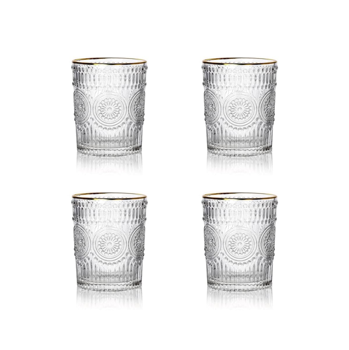 HOMLA BARREL Gläser 4er-Set, 0,3 l, mit Goldrand, spülmaschinenfest, edles Design
