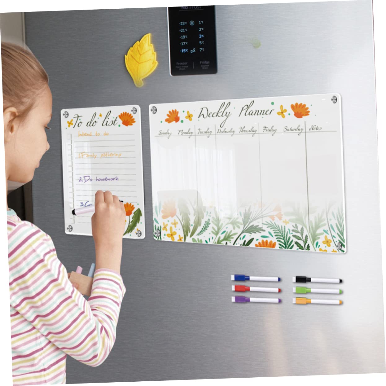 Uonlytech Lavagna Magnetica Trasparente Magnetica Calendario Settimanale Cancellabile in Acrilico per e Promemoria per Frigorifero