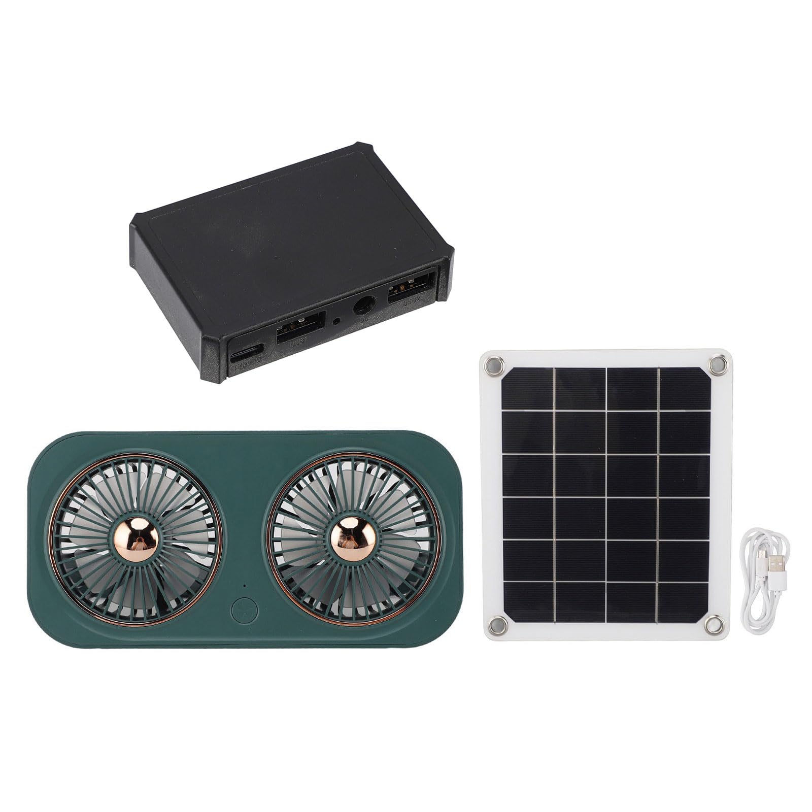 Uqezagpa Green House Solar Ventilation Fan Solar House Fan With Double Usb Manostat Portable Weatherproof Blower Quiet