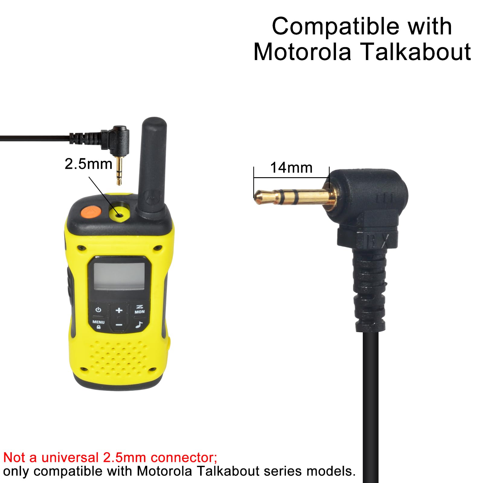 YNIBST Pinganillo de Tubo de Aire Transparente para Walkie Talkie, Auricular Discreto con PTT para Radio, Compatible con Motorola Talkabout, para Modelos T62/T80/T82/T92 (1 Pieza) - 5