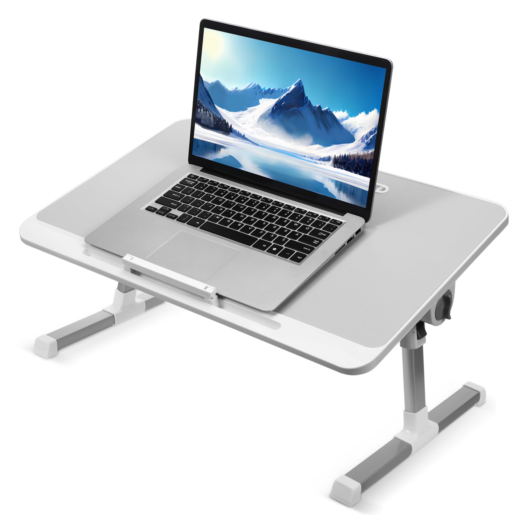 ERINGOGO Compact Bed Table Desk Folding Laptop Stand Sturdy Metal Construction Easy Adjustment