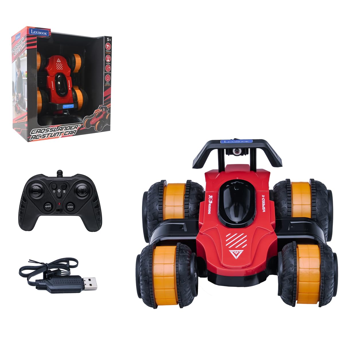 LEXIBOOK, CROSSLANDER, hover stunt RC car, 360° wheels, Red/Black, RC47LXB
