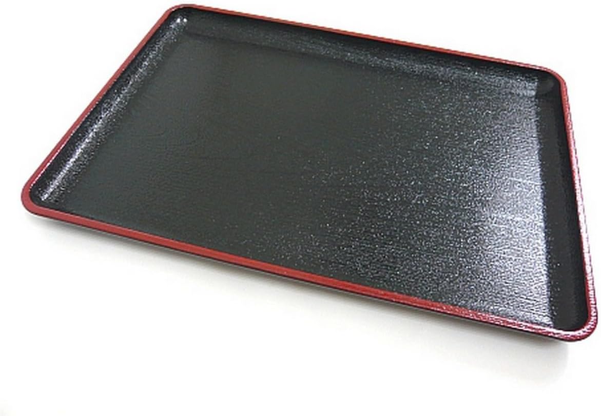 JapanBargain, Japanese Lacquered Plastic Serving Trays, Versatile Tray for Bento, Dinner, Tea, Coffee Table, Ottoman, TV, and Butler Use, Made in Japan, Black and Red Color, 17"x13", 1-Pack