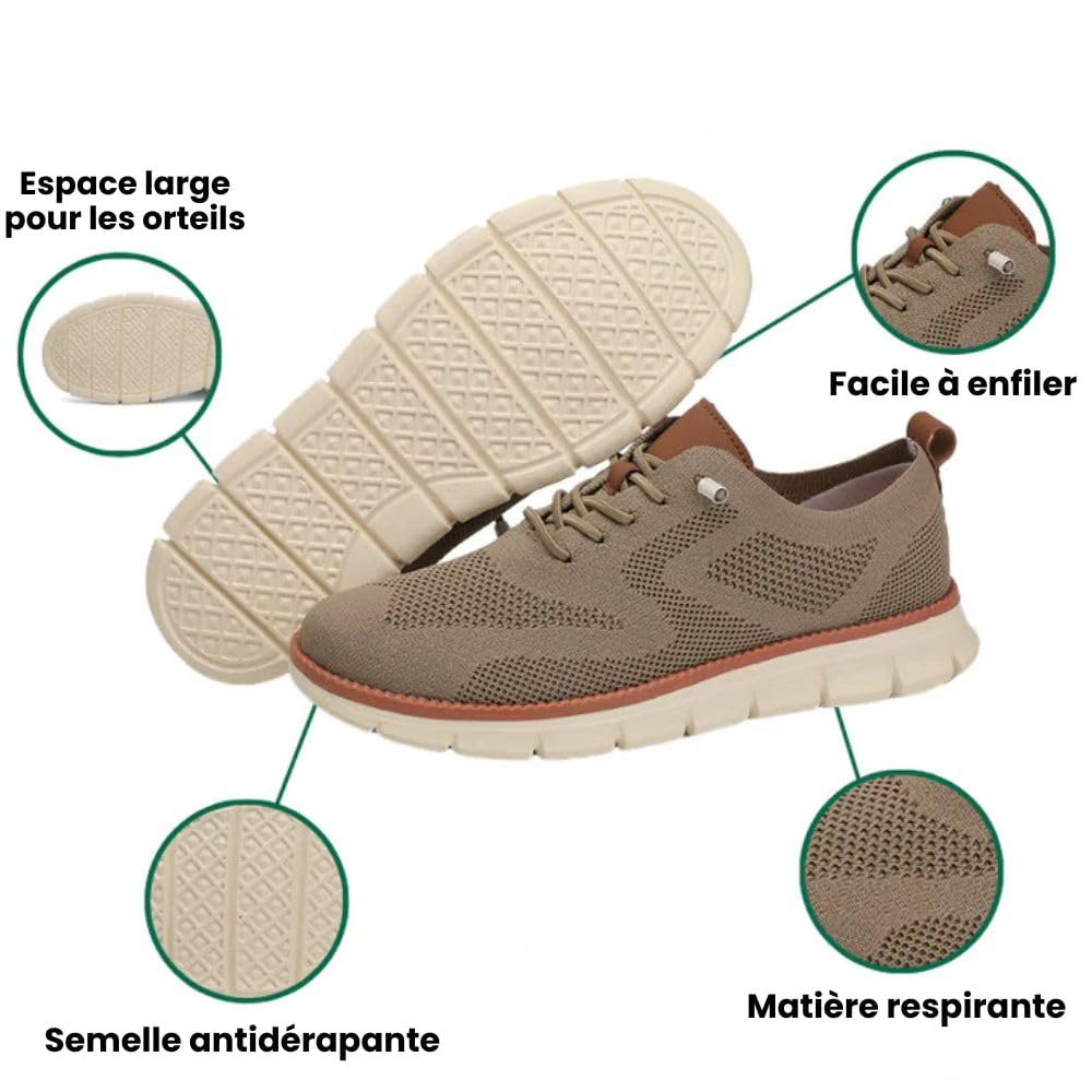 Walkair - Chaussures Orthopédiques Ultra Confortables Homme Oxfords, Chaussures de Ville Décontractées Respirantes, Mocassins Légers à Lacets pour Marche