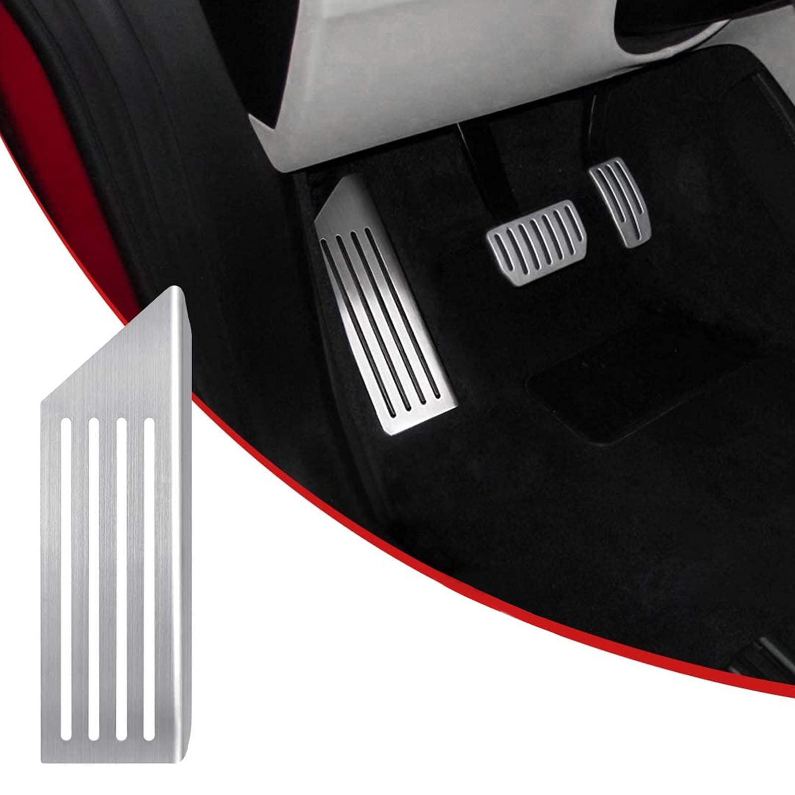 Poggiapiedi per Auto in Acciaio Inossidabile AMONIDA Pedale per Poggiapiedi per Auto, Grigio Metallizzato, Anteriore, Universale, Auto Elettrica