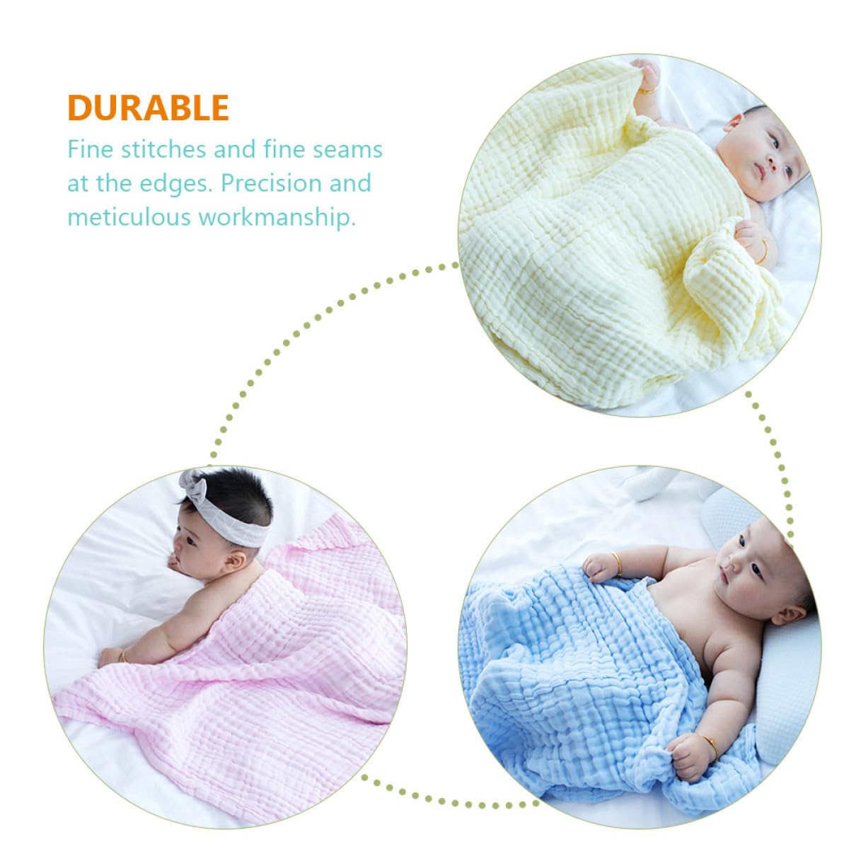 Toddmomy Babydecken und Drinnen und Draußen 3 Stück mit Präziser Verarbeitung aus Baumwolle Kuscheldecken Puckdecken Wärme für Drinnen und Draußen für Neugeborene