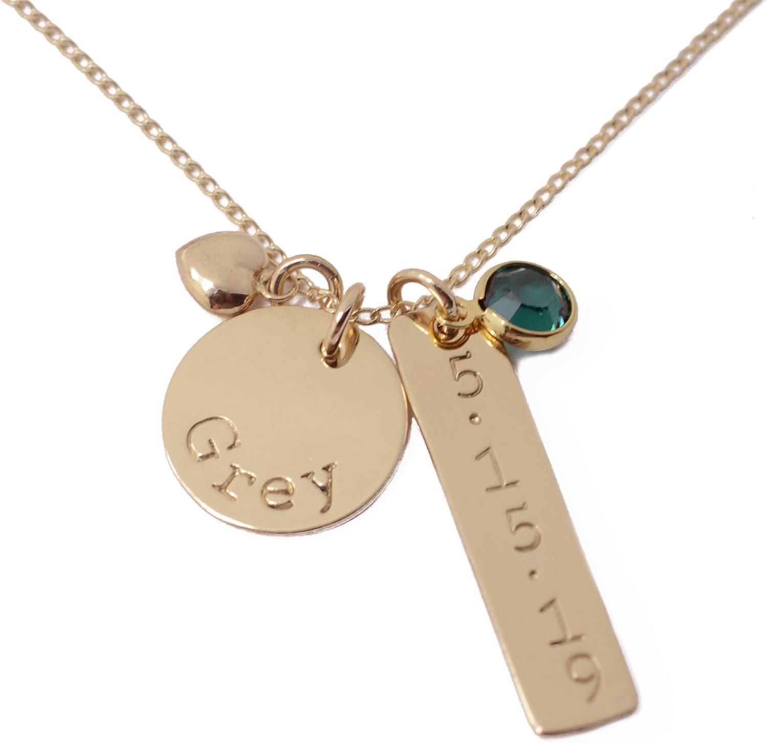 14K Gold Filled Personalized Name Birthstone Necklace - Mother's Day Birthstone Jewelry - Mom or New Grandma Pendant for Christmas