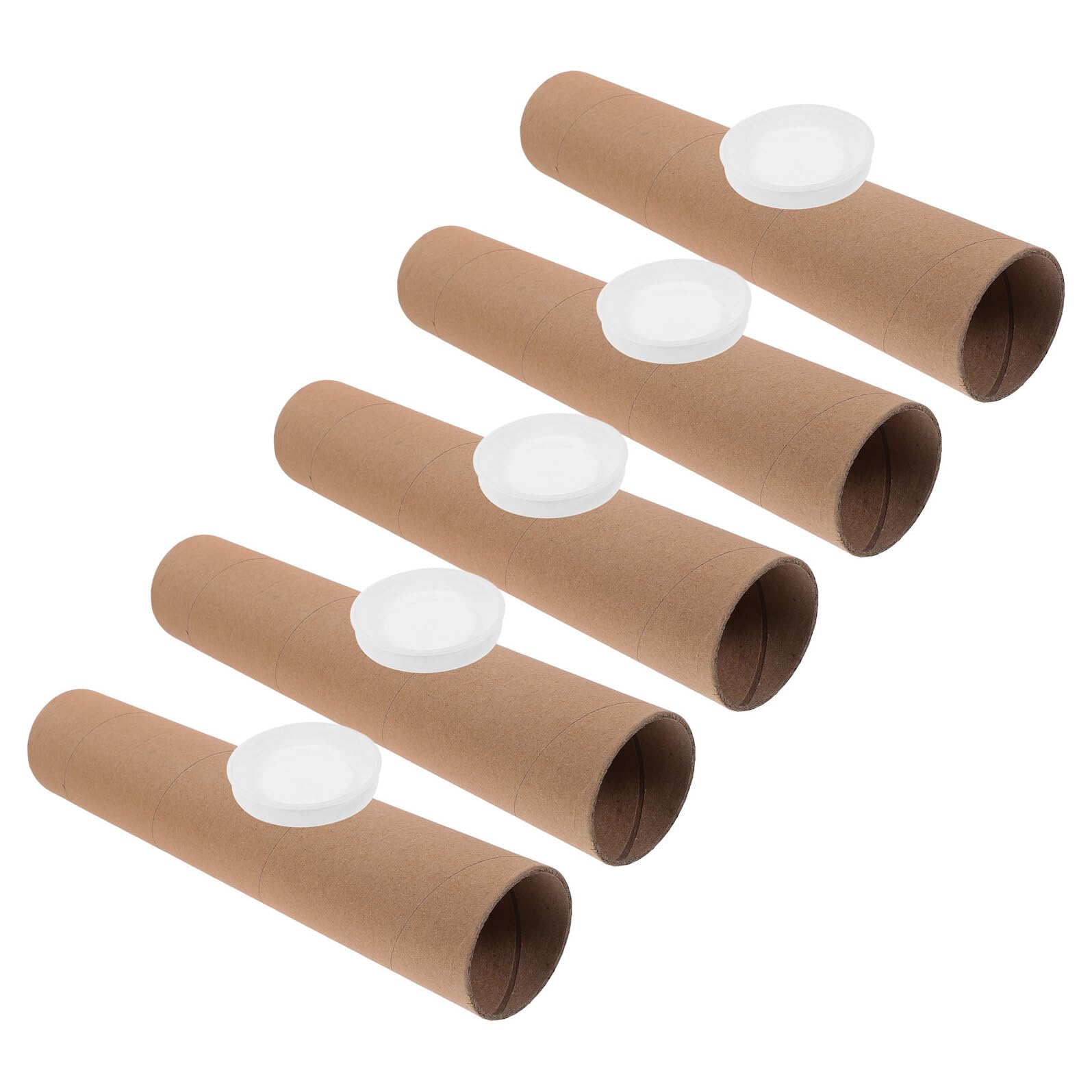 Lot de 5 Tubes Tubes Cylindriques en Papier Kraft 33,5 X 6,5 Cm Épaisseur 3 Mm pour Affiches et Posters Protection Anti-plis pour Documents Robustes pour Bureau et Envoi