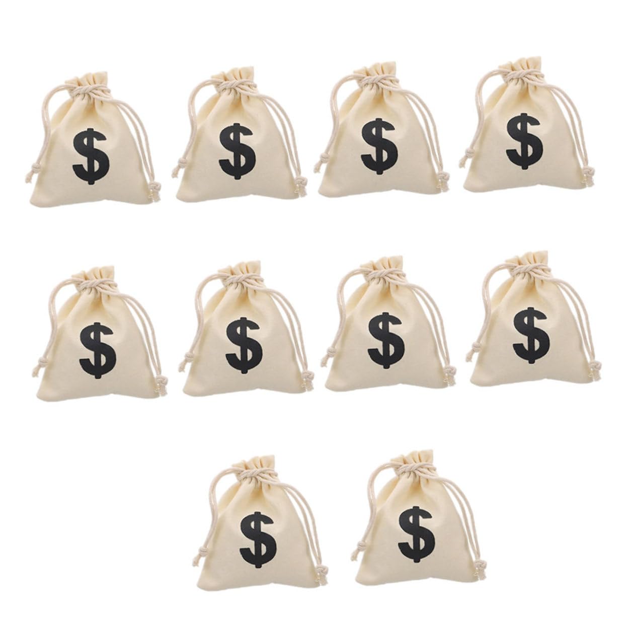 PERSELOSO Bolsas de Lona Cordón de Algodón Beige 10 Diseño de Letras Almacenamiento de Dulces y Snacks Bolsitas de Obsequio para Fiestas