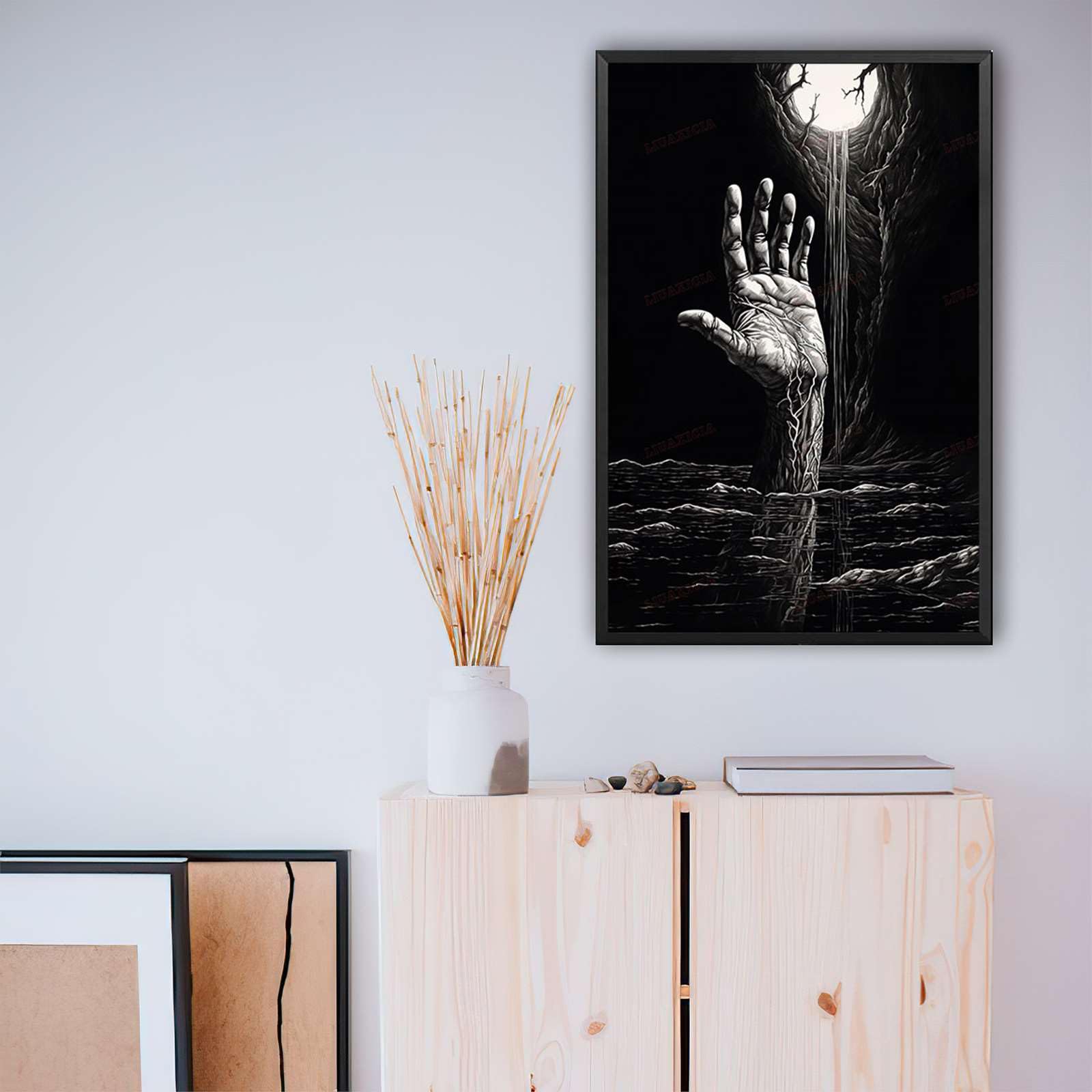 Amazon.com: Canvas Posters Print Black And White Art Hand Reaching