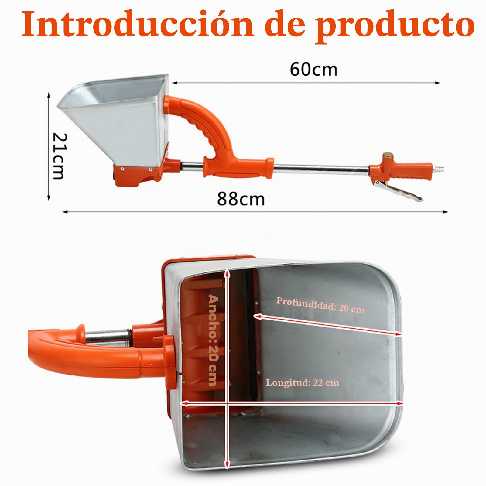 Pistola de pulverización neumática para cemento, tolva de aire automática para aplicación de hormigón, mortero y yeso, ideal para pintar gotelé o superficies de yeso