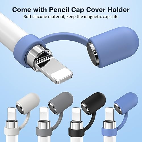Miniatura 3 de Jelanry Tapa magnética de repuesto para iPencil con tapa de silicona para Apple Pencil de 1 generación, funda protectora antipérdida, accesorios
