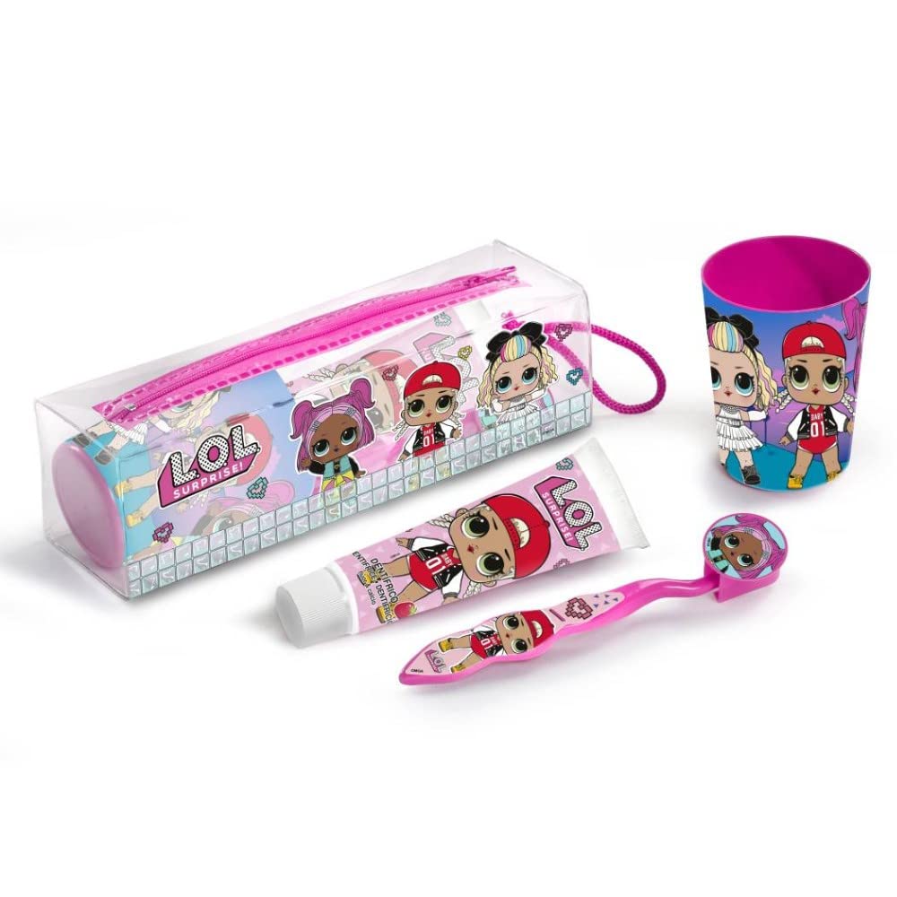 LOL Dental Kit: Toothbrush with Comfortable Head and Soft Bristles, Toothpaste & Beaker for Kids