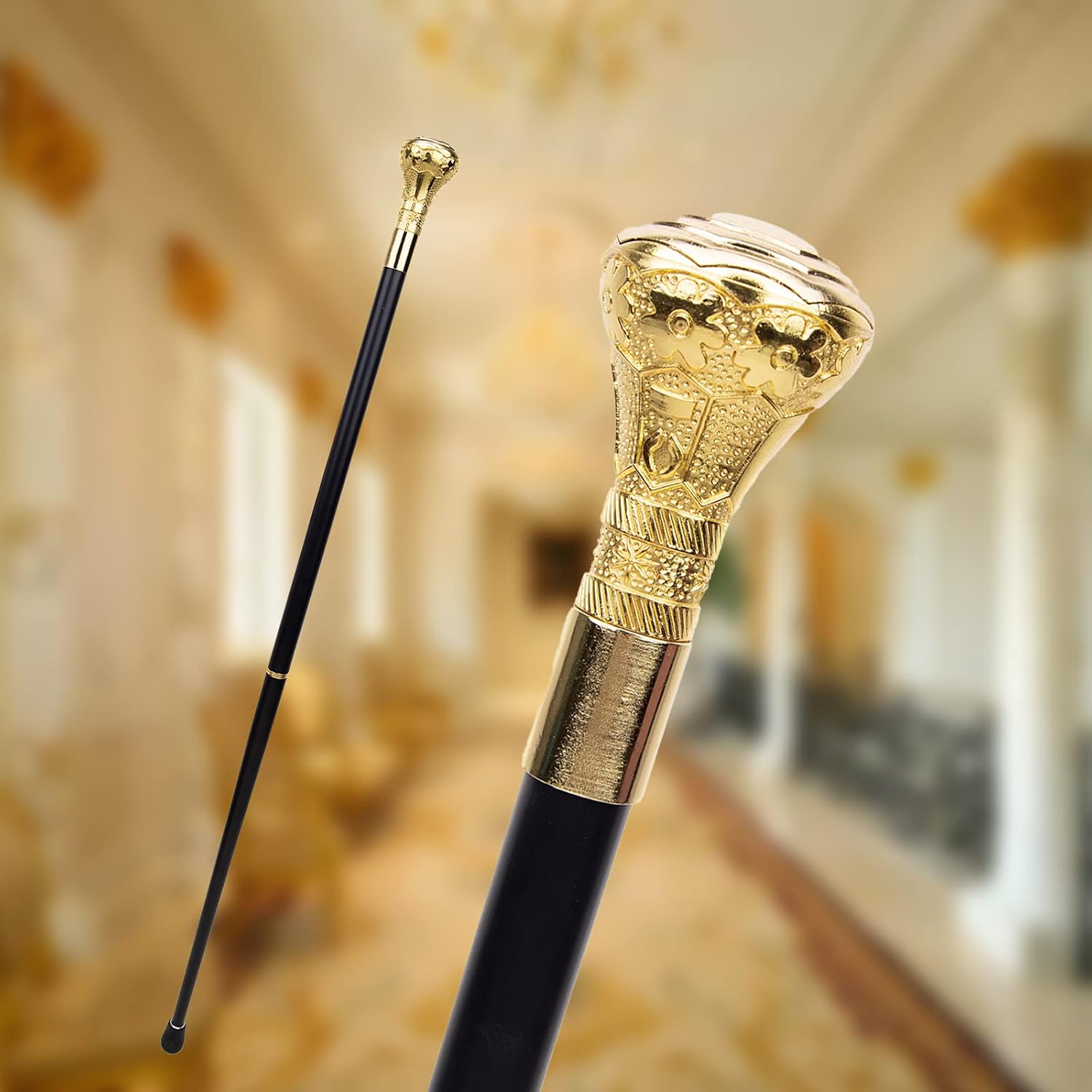 Golden Luxury Octagon Handle Fashion Walking Stick for Party Decorative Walking Cane Elegant Crosier Knob Walking Stick 93cm