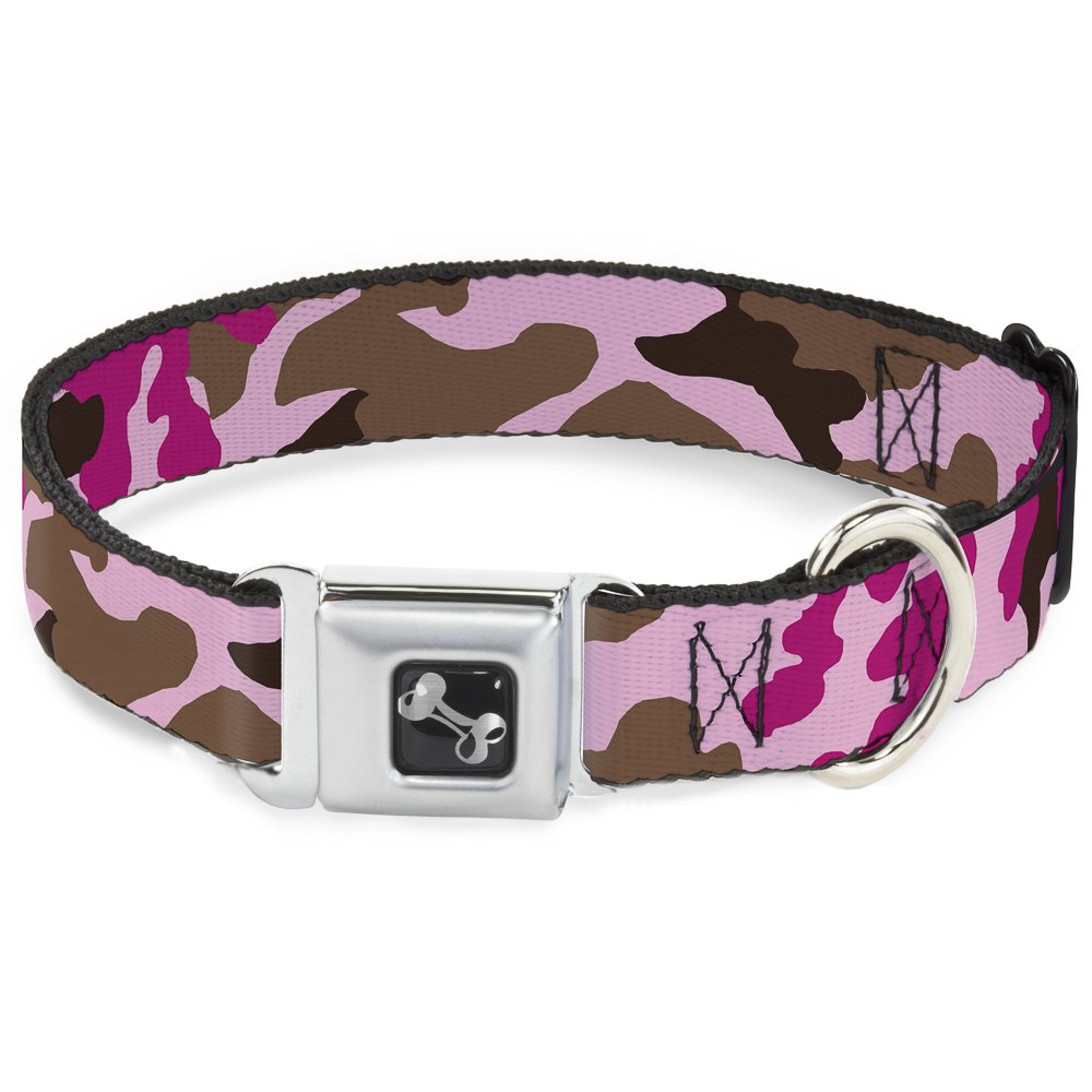 Buckle-DownSeatbelt Buckle Dog Collar - Camo Pink - 1" Wide - Fits 15-26" Neck - Large