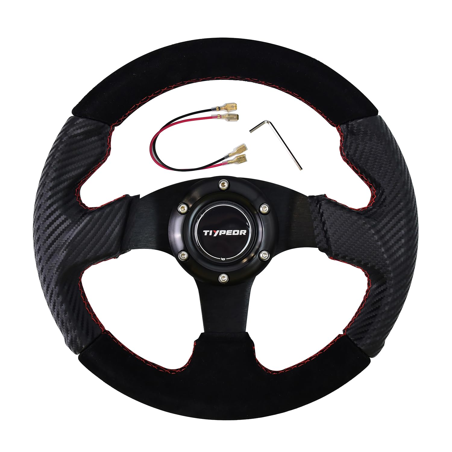 Amazon | Tiypeor スエード製レーシングステアリング 280mm・カーボン