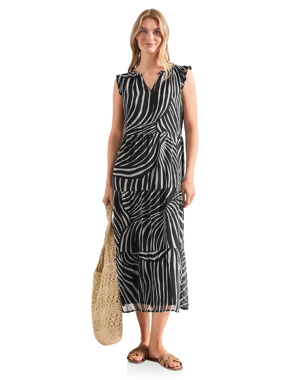 Street One Chiffon Maxi Dress with Print Black 36
