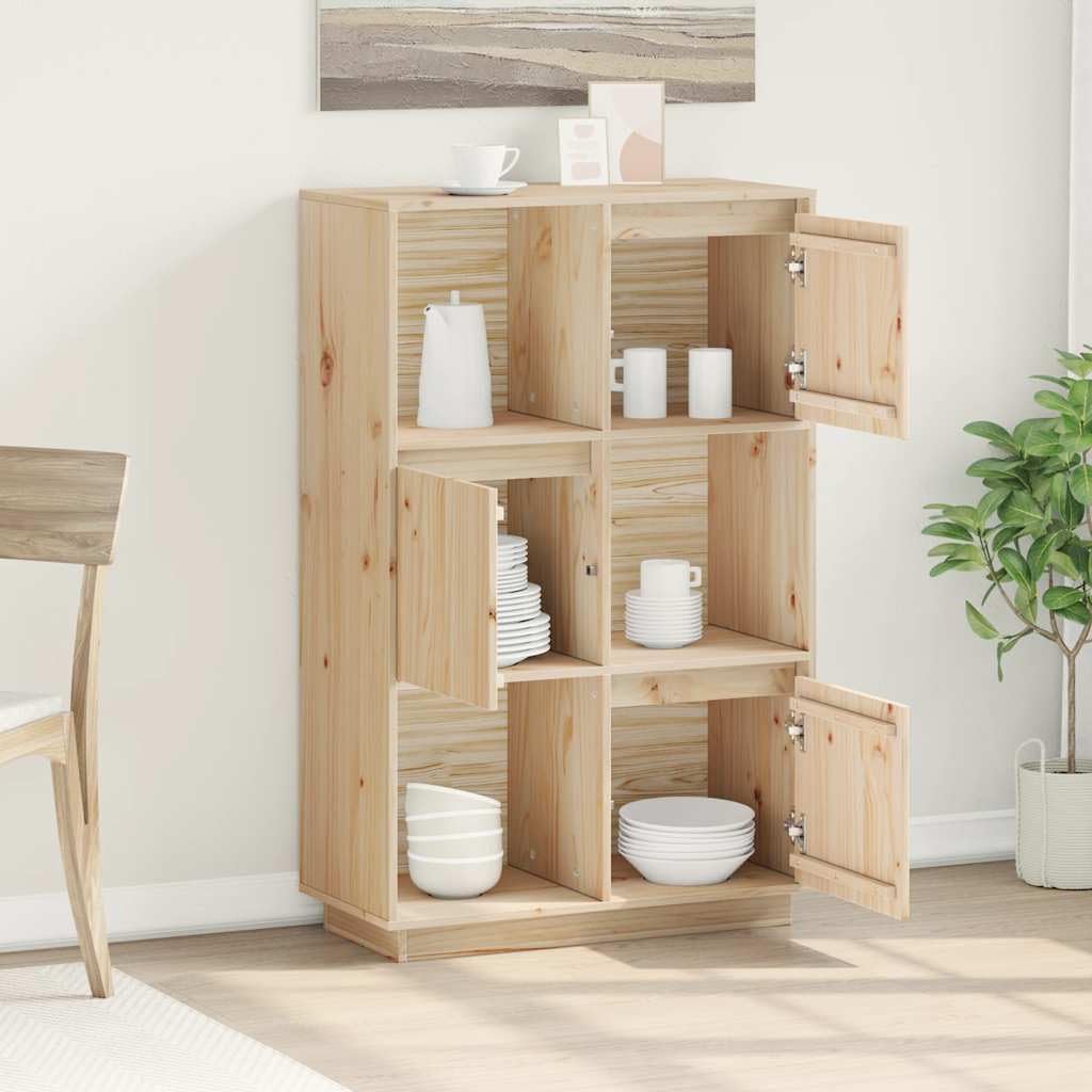 Tablero de madera maciza de pino 74 x 35 x 117 cm, madera sin tratar, espacio de almacenamiento versátil para salón, montaje de puerta personalizable, diseño robusto