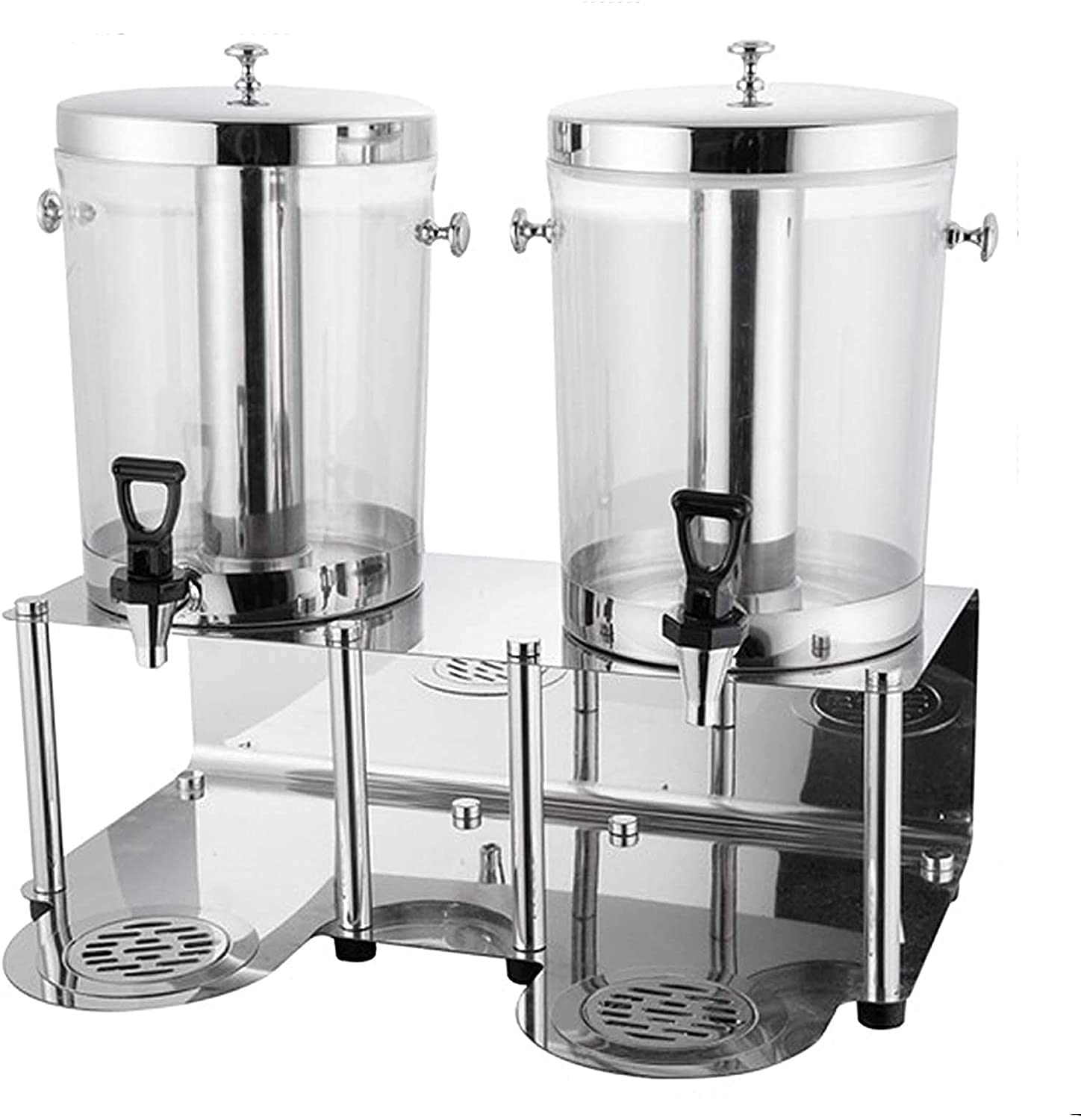 Dispenser per bevande commerciali in acciaio inossidabile con contenitore a doppio serbatoio, dispenser per succhi di bevande calde e fredde da 16 litri con rubinetto senza perdite e vassoio di scari