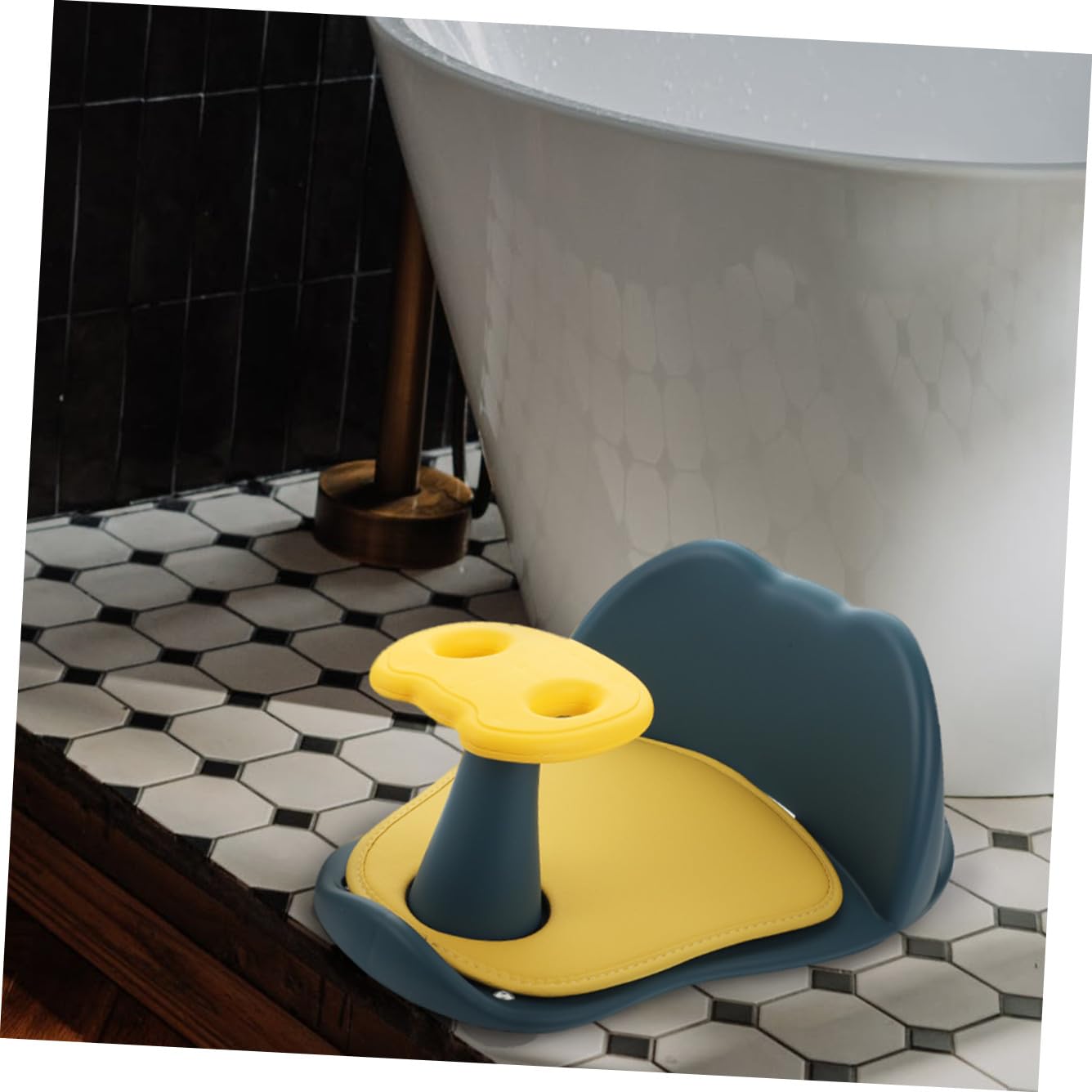 Siège de Bain Bébé 0-6 Mois Bleu PP Dossier Haut pour Baignoire
