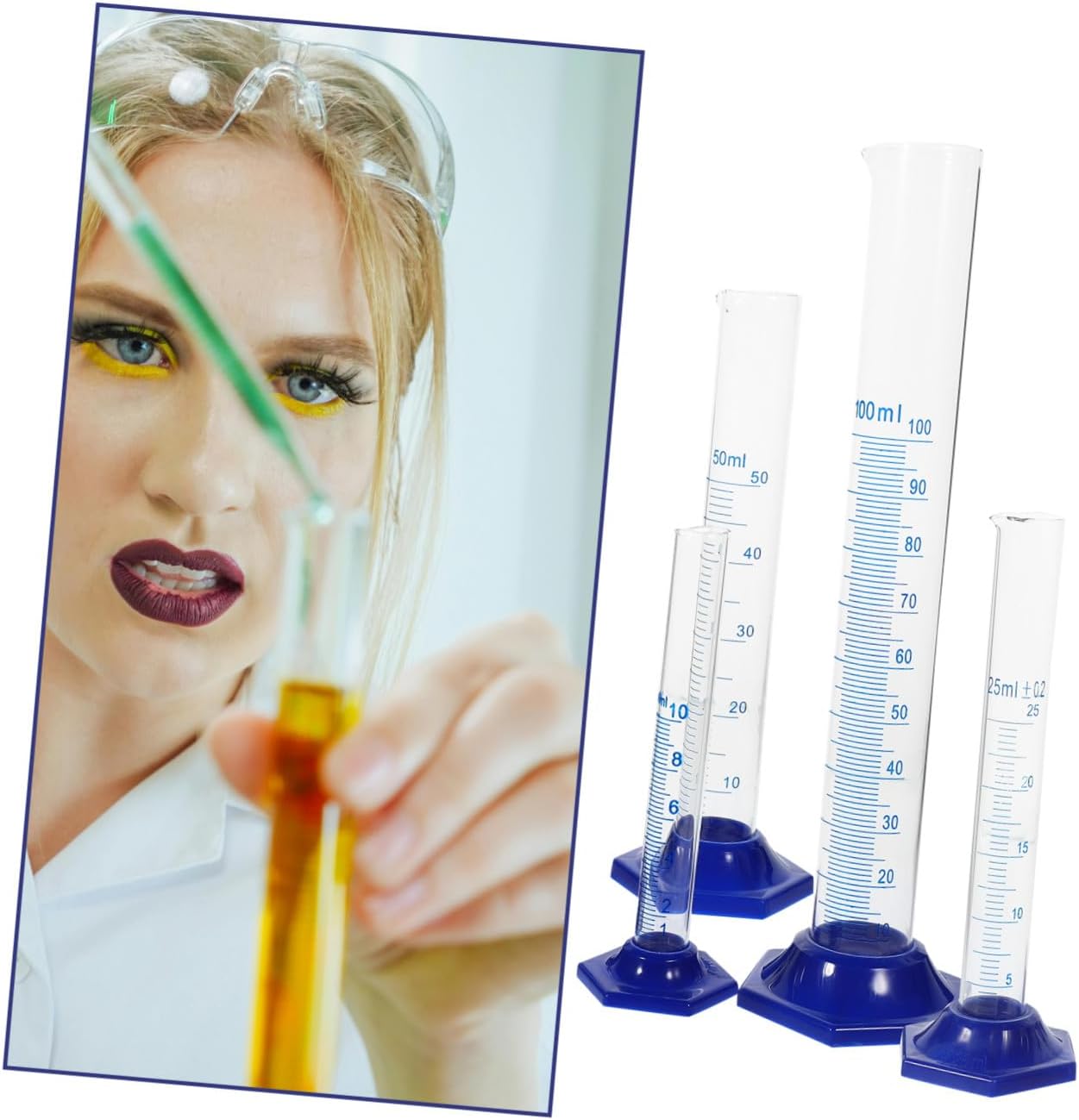 MERRYHAPY 1Set Graduated Cylinder Set with Dropper Cleaning Brush Lab Measuring Tools for Accurate Liquid Measurements Science Labs