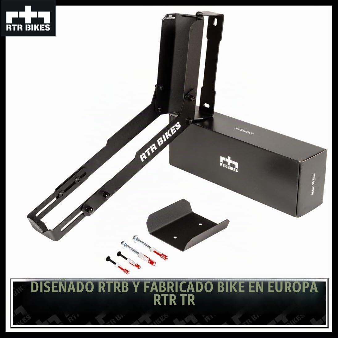 RTR BIKES Kranked Twist Soporte Bicicleta Pared Giratorio – Colgador Vertical Rotativo 180° – para E-Bikes y MTB hasta 30kg – Ruedas 24-29" – Ahorra Espacio – Hecho en UE