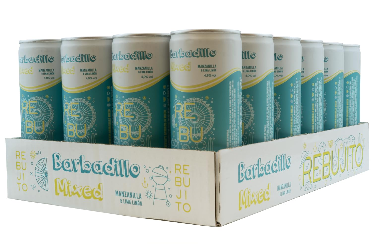 Bodegas Barbadillo - Bebida Rebujito Mixed | Fusión de Vino Manzanilla y Lima Limón en una Lata de Refresco de 250 ml - Pack de 24 Latas