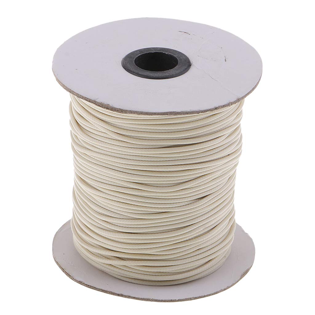 Juego de 3 hilos de algodón encerado de 80 m y 2 mm para bisutería, color beige