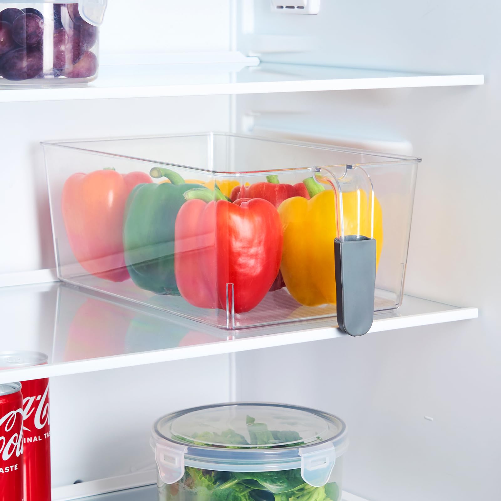 OHS Fridge Organiser Container with Handles - Clear Plastic
