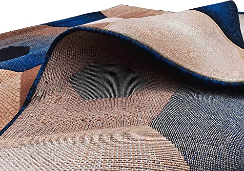 Image of Premium Soft Thick Geometric Rug - 5 x 7 Feet (150 x 200 Cm) Blue J - Anti-Skid, Washable, Acrylic for Living Room, Bedroom & Home Decor