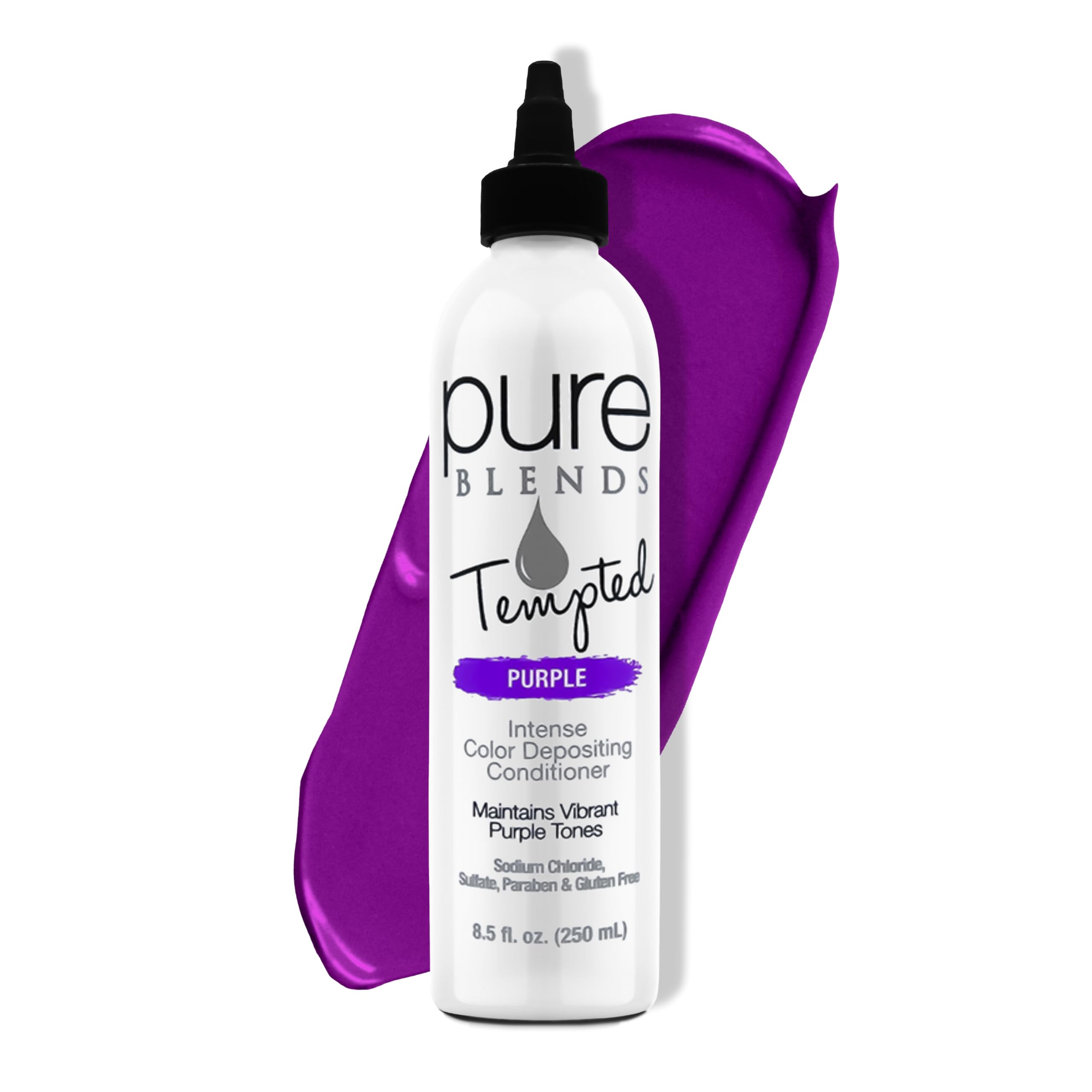 Tempted Purple Intense Color Depositing Conditioner Brighten & Tone Color Faded Hair Semi Permanent Hair Dye Prevents Color Fade Extend Vibrant Color Tones To Dyed Hair 8.5 Oz.