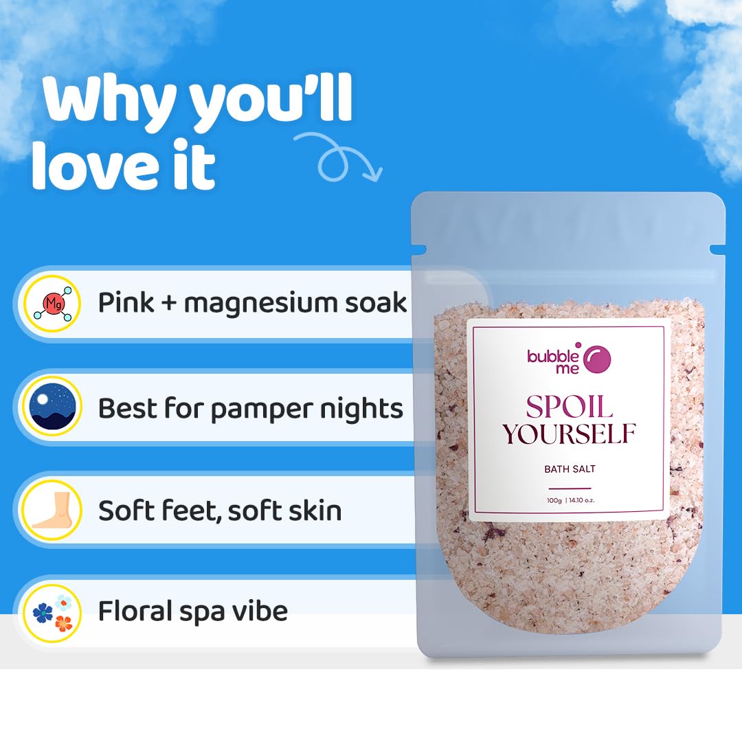 Bubble Me Relax & Recover Combo | Spoil Yourself Bath Salt 100g + Magnesium Powered Epsom Bath Salt 1kg | Aromatherapy & Peppermint Oil | Stress Relief, Muscle Recovery & Better Sleep - Image 3 thumbnail