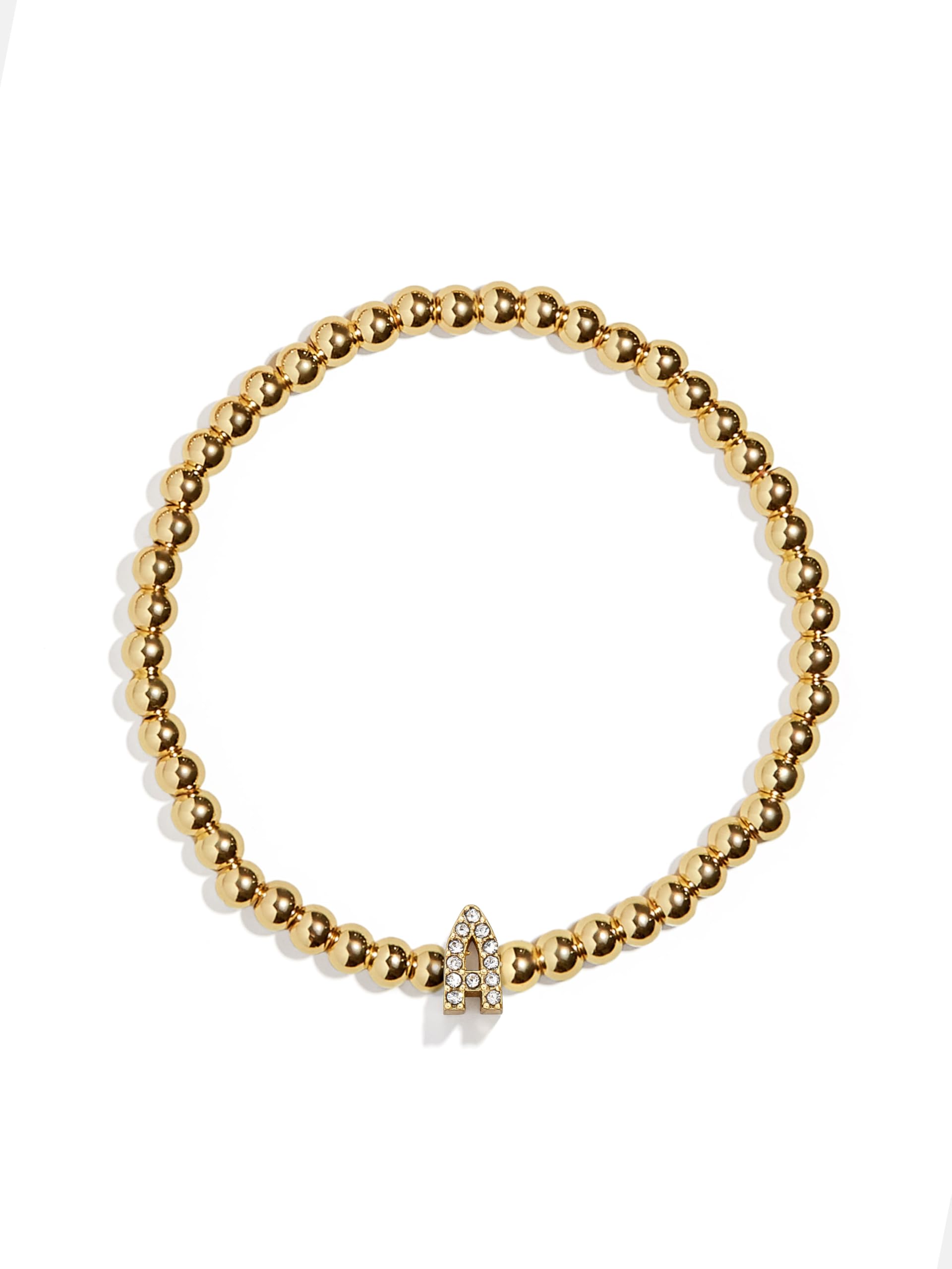 Pavé Initial Pisa Stretch Bracelet - Personalized Gold-Plated Sparkly Jewelry for Women - Vertical Pave Initial