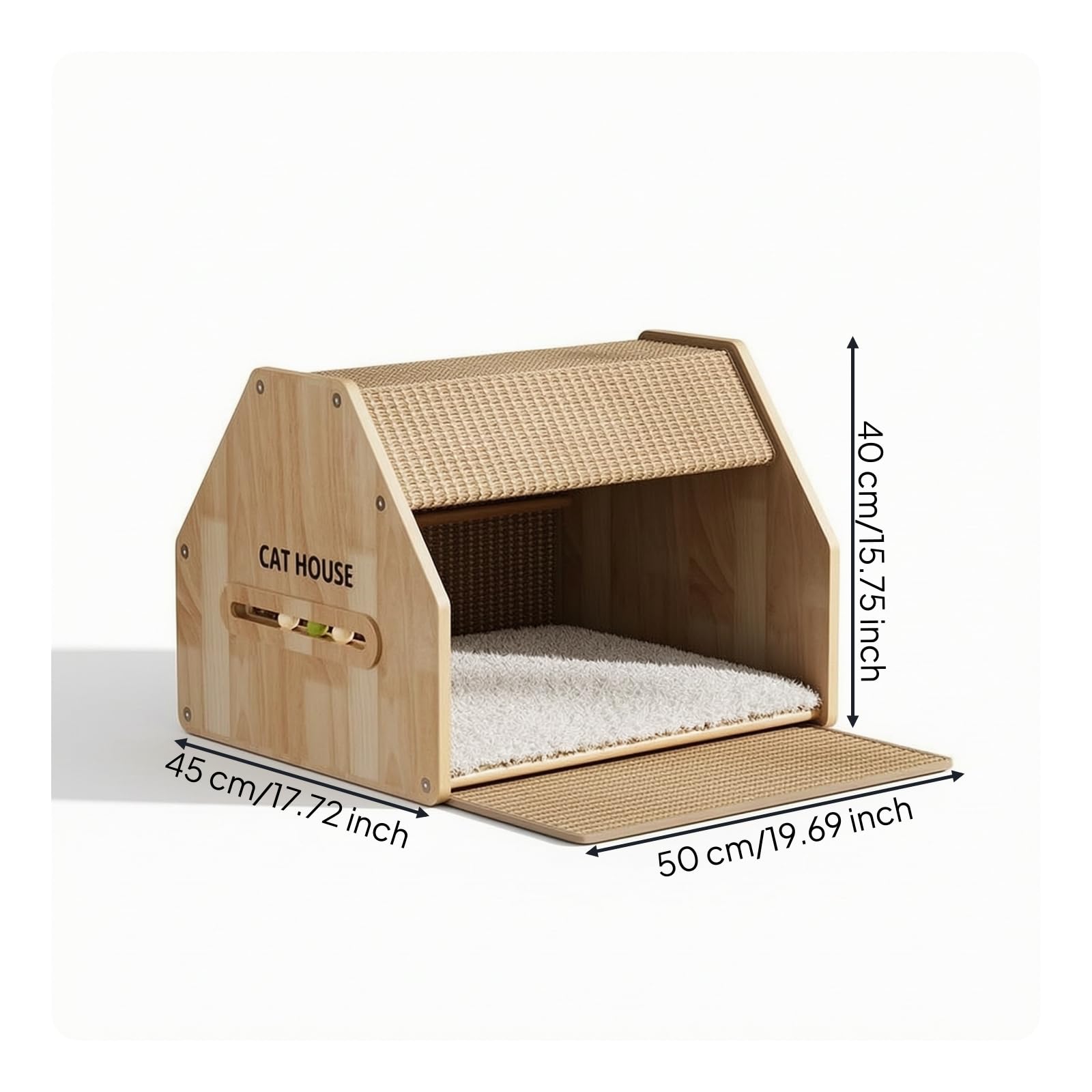 predolo Tiragraffi in Legno Cuccia Chiusa per Gattini, Casa, Cuccia Per Gatti Chiusa A Forma Di Casa In Sisal