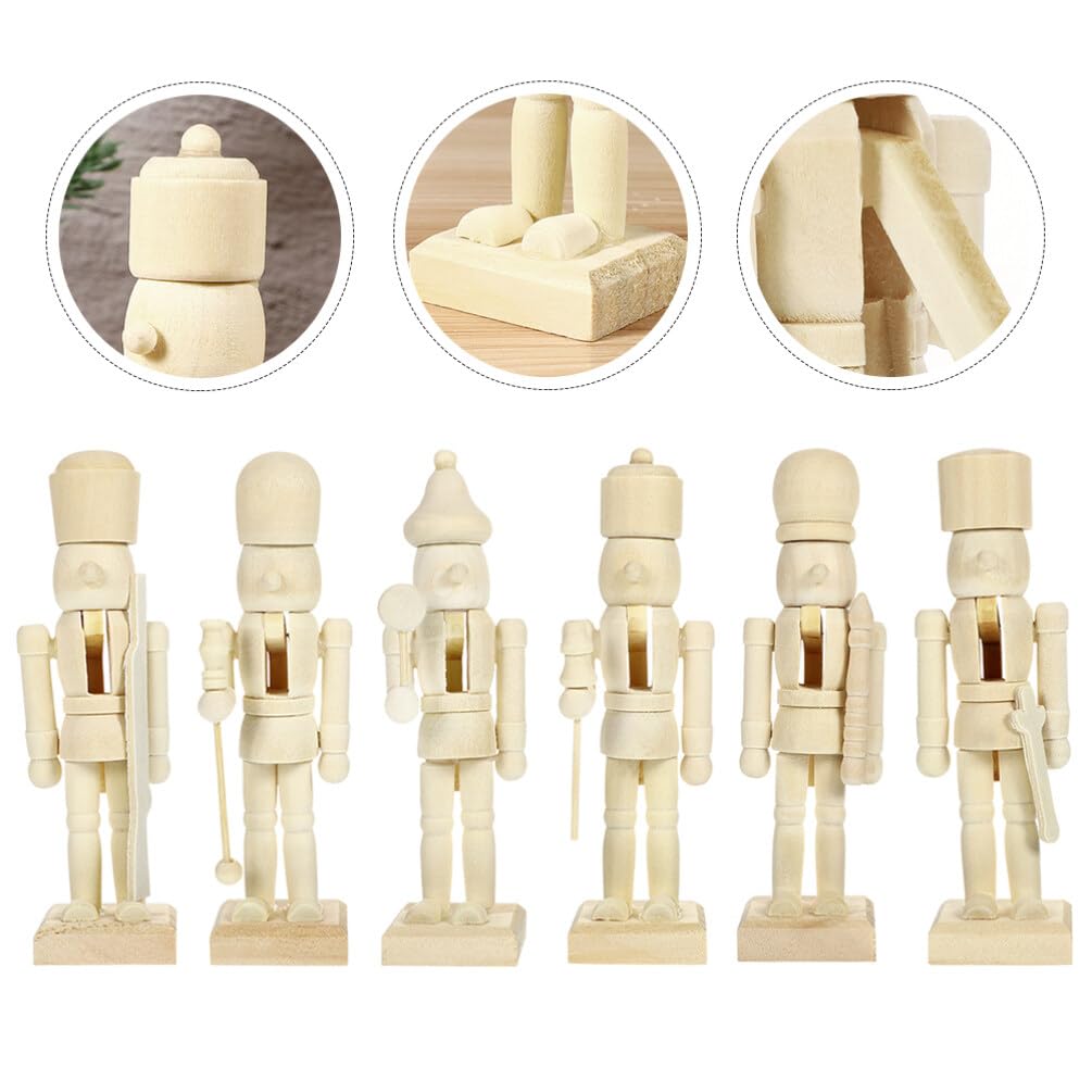 MAGICLULU 12 Stück Weihnachts-Nussknacker Zum Selbermachen Unbemalt Unbemalt Nussknacker-Marionette Kleiner Unbemalter Nussknacker Zum Basteln Weihnachten Zum Selbermachen