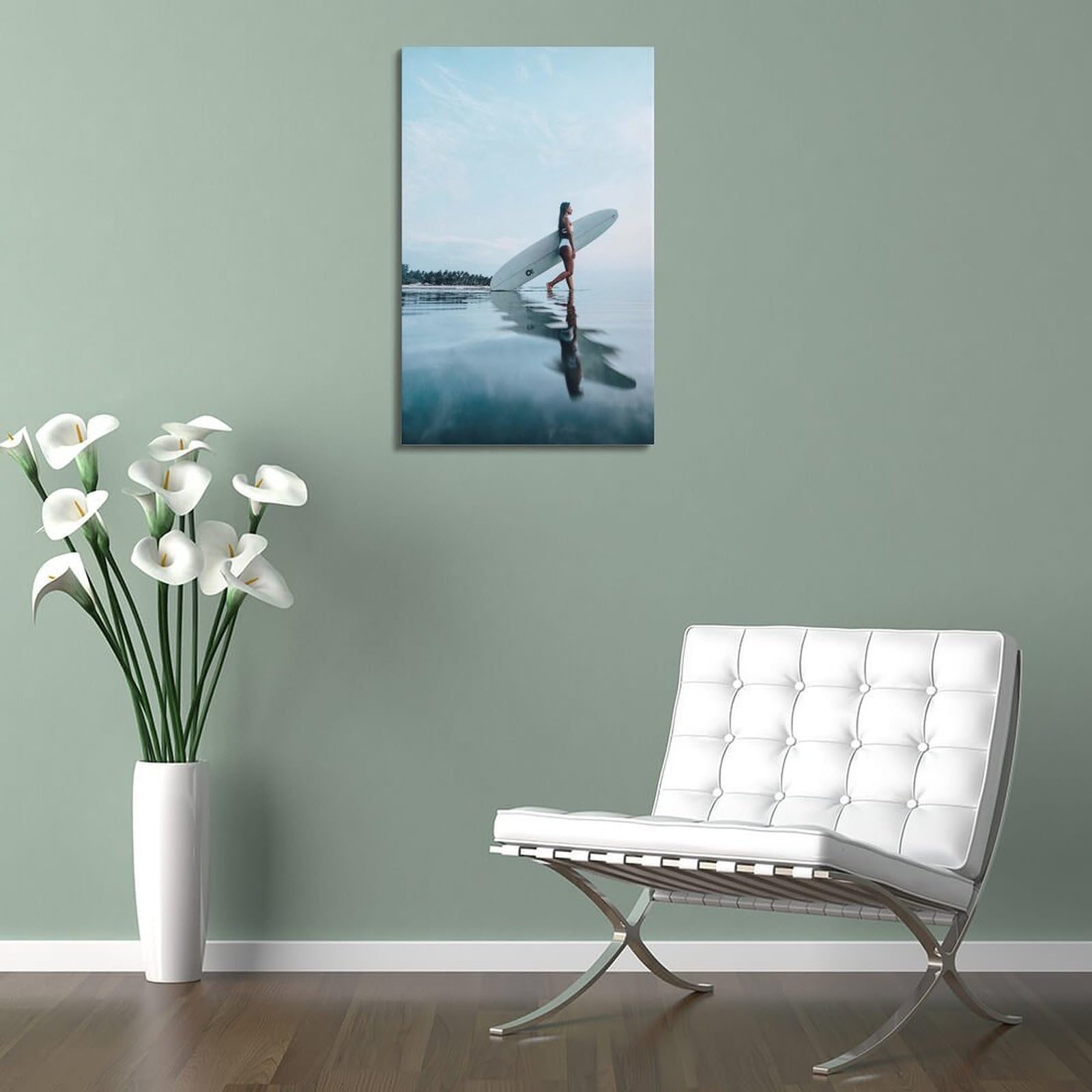 Guying Art Surf Onde sul muro Pittura su tela Paesaggio al tramonto Paesaggio marino Poster e stampe Immagini di arte della parete per la decorazione della stanza 30x50 cm Senza cornice