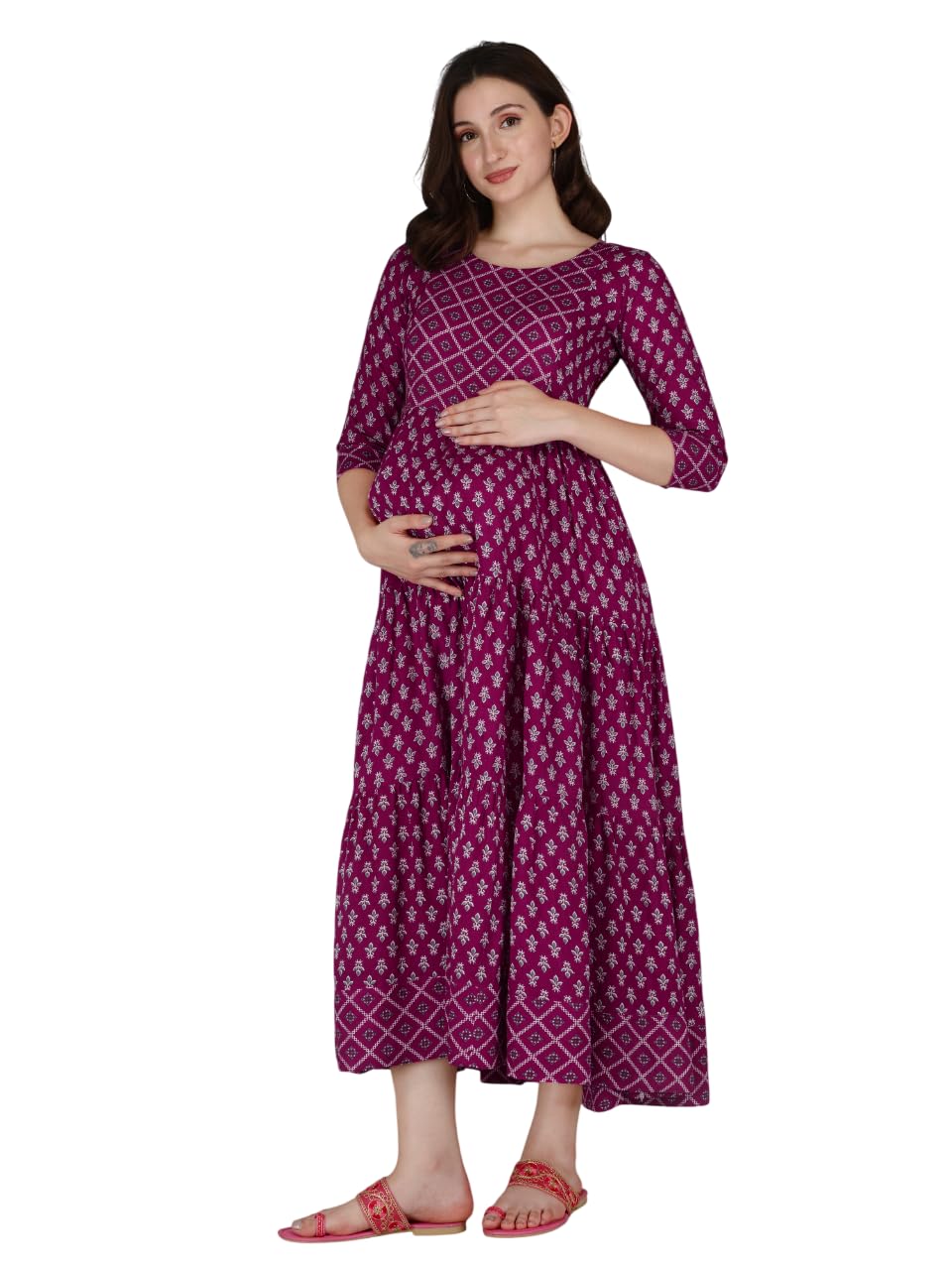 Drashti Textiles Women's Rayon Floral Printed Maternity Feeding Kurti with Zipper| Comfortable & Elegant Post and Pre Pregnancy Kurti Dress/Kurta Dress-picture-38