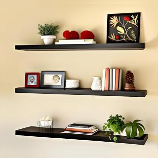 PNDG 2 Floating Shelves for Living Room, Bedroom, Kitchen, Bathroom - Decorative Wall Shelf - Heavy Duty - Matte Finish - Holds Up to 30 Lbs Each - Wall Mounted - Set of 2