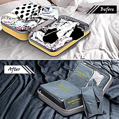 Miniatura 6 de Juego de 7 cubos de equipaje para viajes, organizadores de equipaje con bolsa para zapatos, bolsas de compresión para ropa, maleta, bolsa de