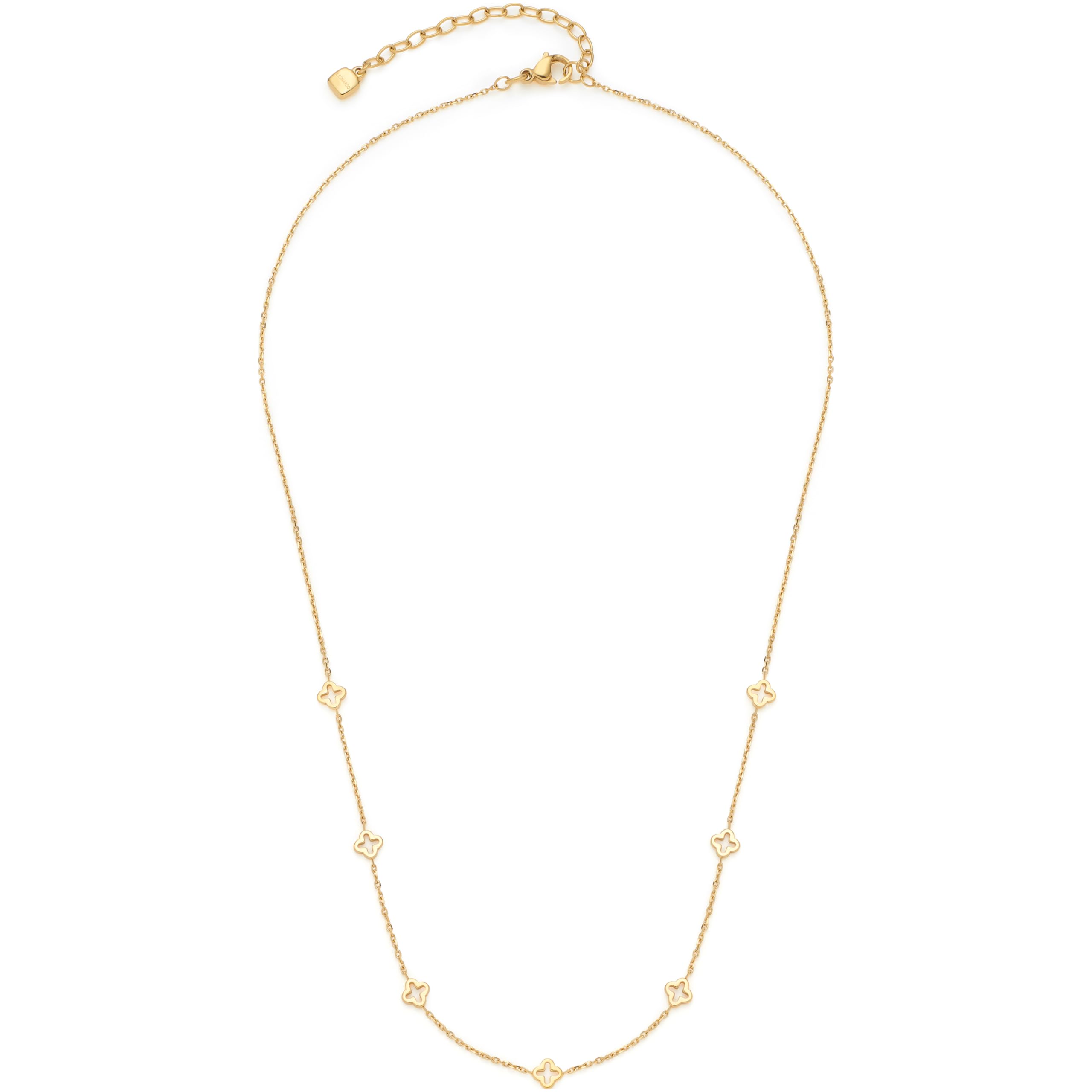 JEWELS BY LEONARDO Halskette Ciao Janna • feine Spiegelanker-Kette aus goldfarbenem Edelstahl • stilisierten Kleeblatt-Ornamenten • 42-47 cm Länge • Schmuck Geschenk für Frauen • 023940