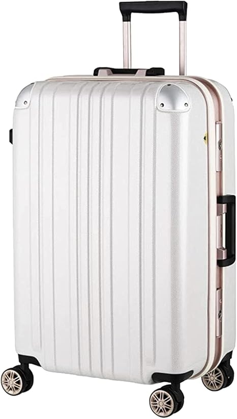 review LEGEND WALKER] Aluminum Frame Hardside Luggage, Checked-large Suitcase with TSA Lock + Double-wheeled Spinners, Stand with hook, 29 inch, White Carbon, 5122-67-WHCB