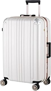 Aluminum Frame Hardside Luggage, Checked-large Suitcase with TSA Lock + Double-wheeled Spinners, Stand with hook, 29 inch, White Carbon, 5122-67-WHCB