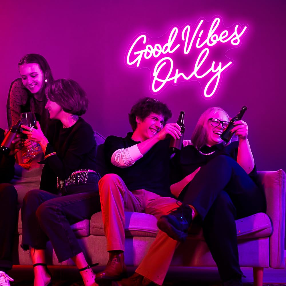 Good Vibes Only Neon Signe, Good Vibes Neon Signe Per La Décoration Murale, Belle Rose Neons Logo Per La Décoration De Chambre De Fille, FêTe, Anniversario, Matrimonio, Salone Centro Commerciale