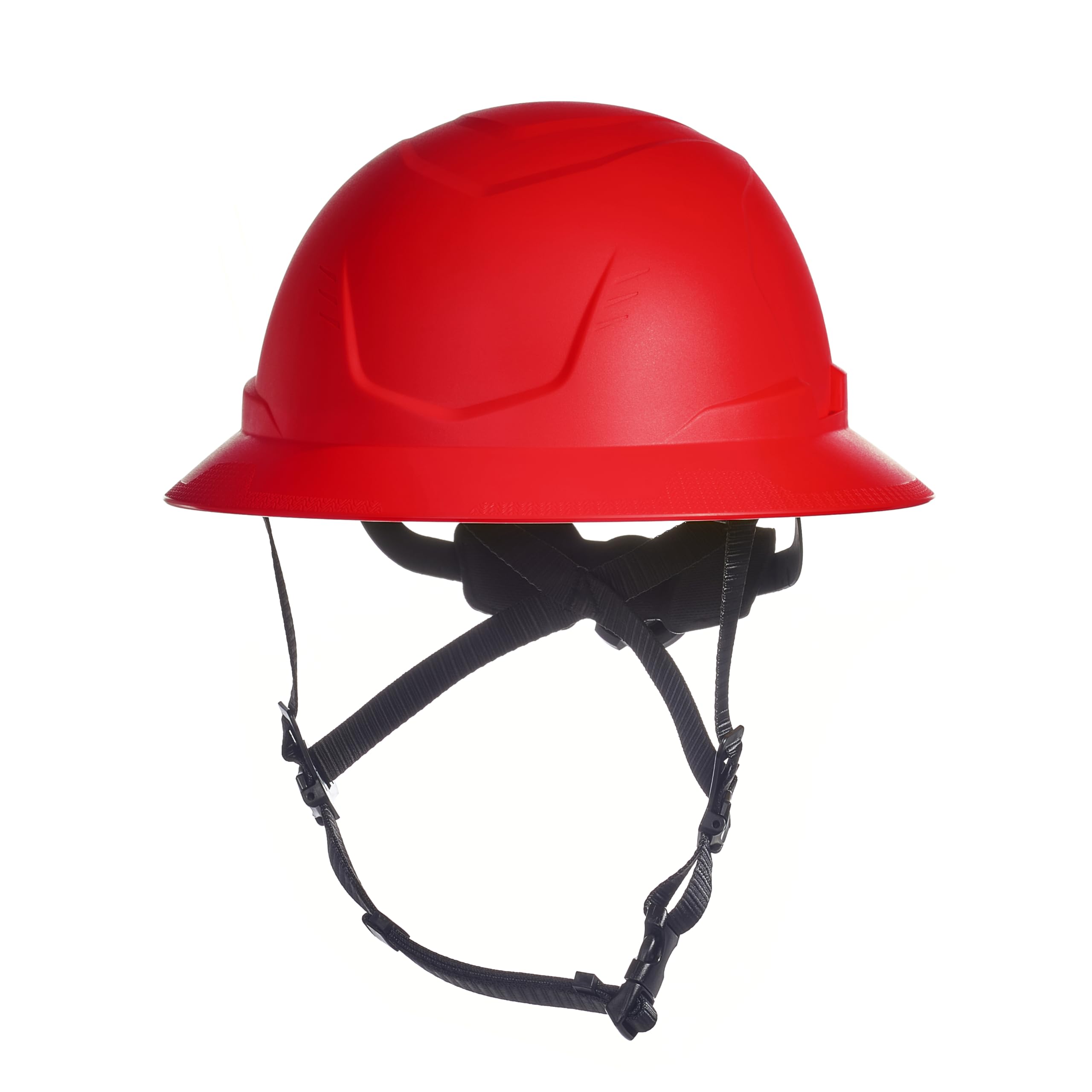 MSA 10250599 V-Gard H2 Full Brim Safety Type 2 Helmet - Comfortable Ratchet Suspension and Integrated Chinstrap, Non-Vented, Medium-Standard Size in Red