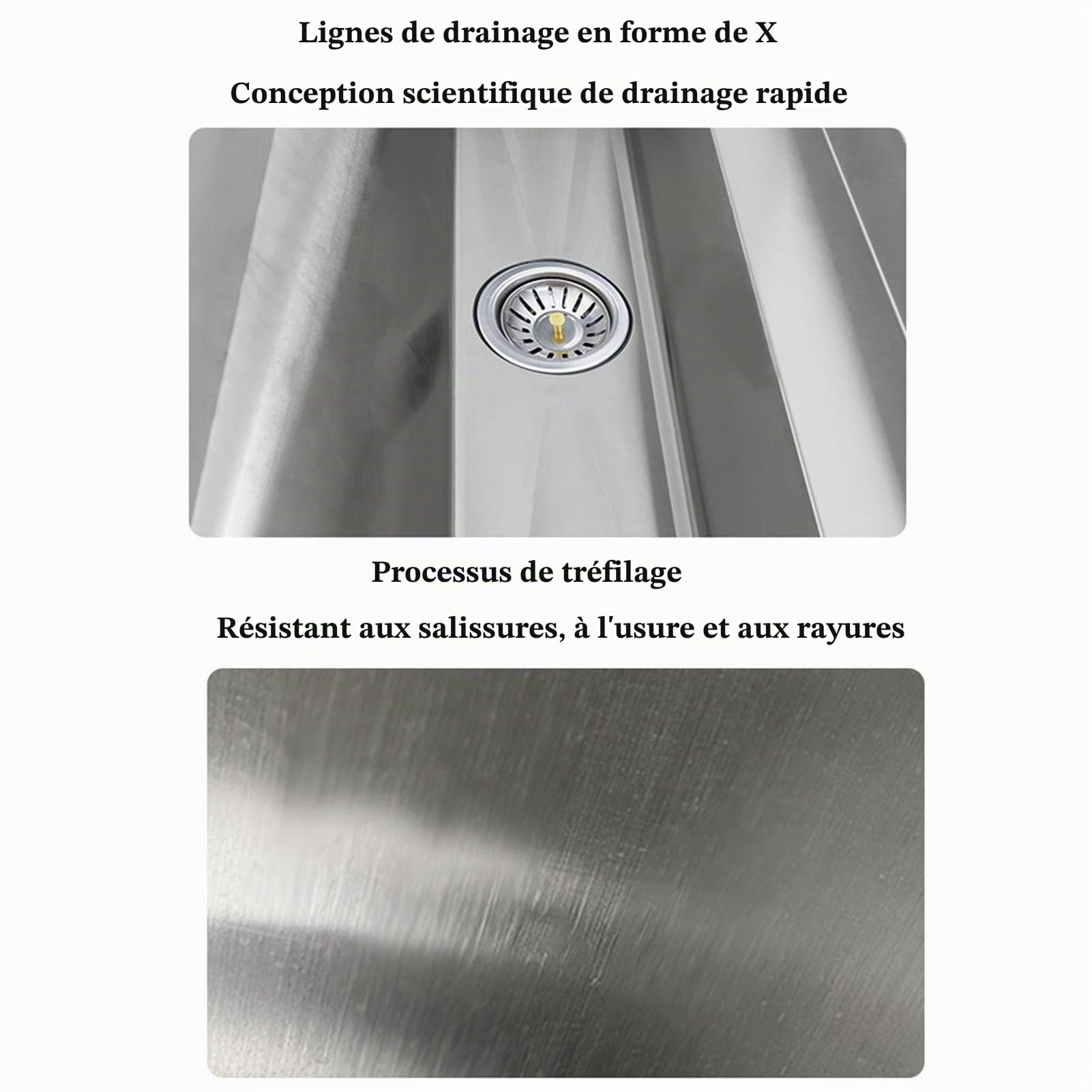 Évier Utilitaire en Acier Inoxydable, Lave-Mains Mural Professionnel，évier De Cuisine avec Robinet，évier Industriel pour Cantine Scolaire，évier D'atelier pour Garage