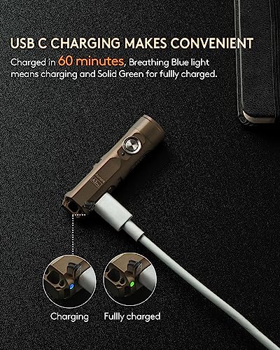 Rovyvon Aurora A3 Pro G4 Usb-C 7000K Keychain Flashlight, 650 High Lumen Super Bright With Edc Mini Size,Scratch Resistant Little Tiny Gadgets,5 Mode,Type-C Rechargeable,Best For Gift Pocket Outdoor #TOP4