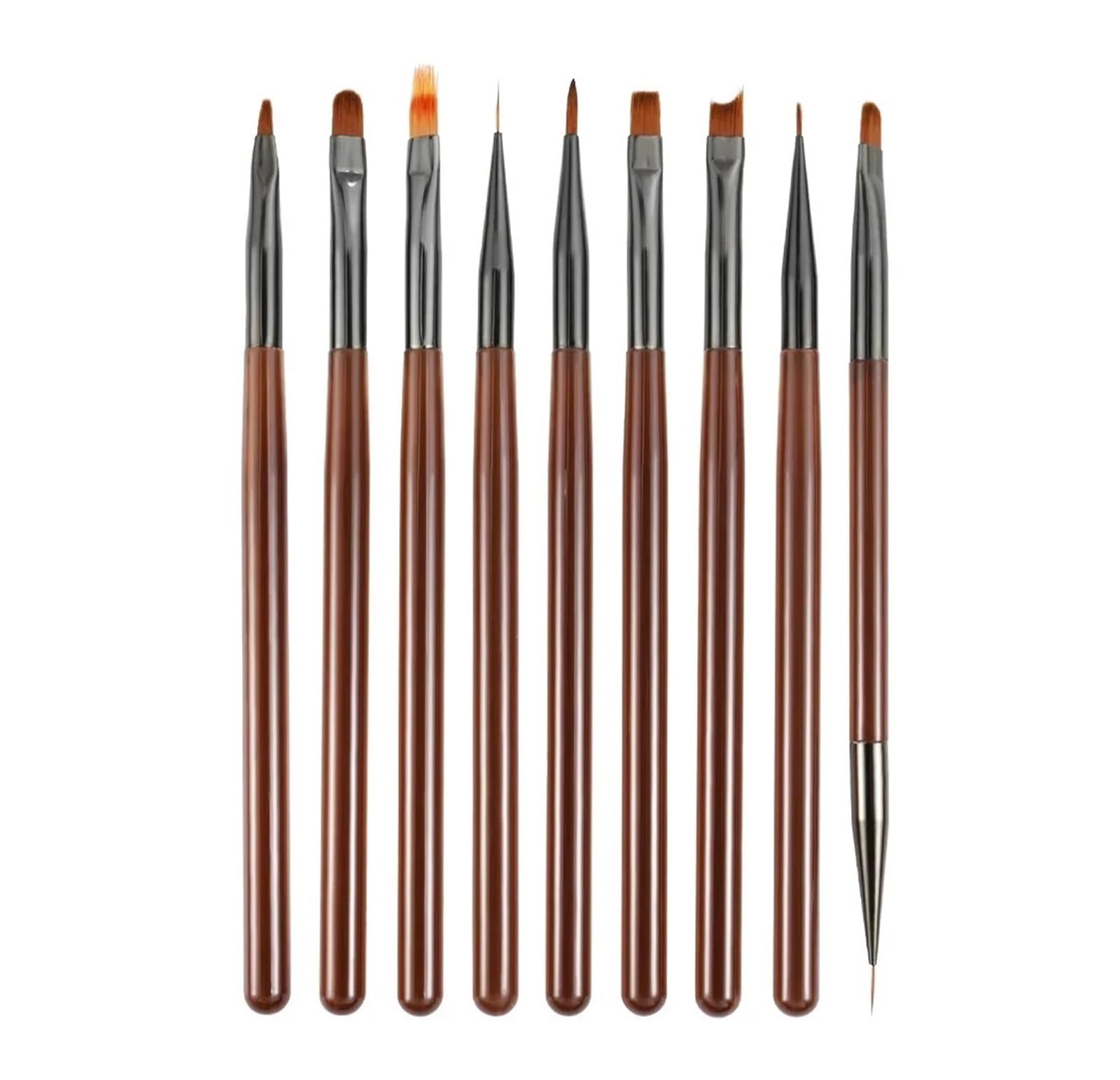 Pennelli per unghie, 9 pennelli per unghie in gel UV, penna per pittura fai da te, manicure, disegni acrilici, per nail art design (caffè trasparente)