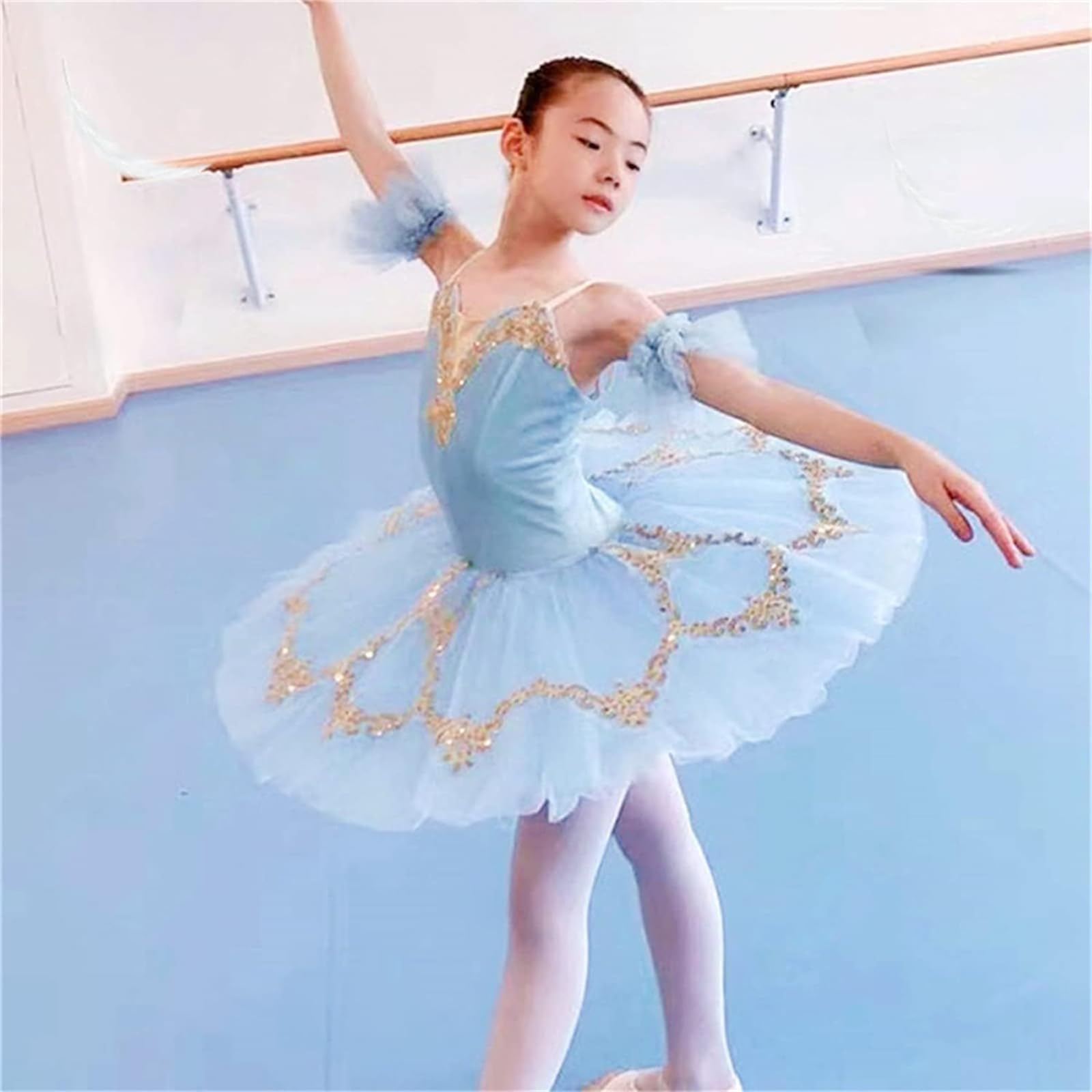 Filles Paillettes Justaucorps Tutu Ballet Robe sans Manches Camisole Ballerine Tulle Danse Jupes Enfants Cygne Vêtements Danse Patinage Ballerine Compétition Performance Costume